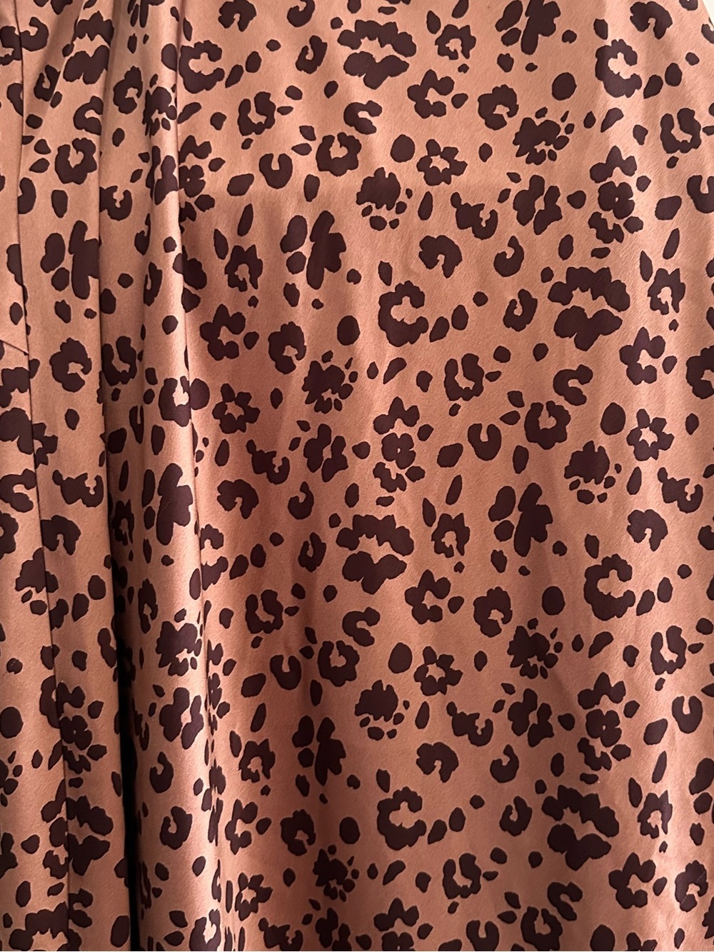 A New Day Leopard Print Slip Dress XL Tan/Black Silky Midi w/ Asymmetrical Slit - Picture 6 of 10